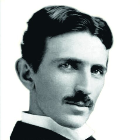 Nikolai Tesla Schwarz-Weiß Porträt von Nikola Tesla. Dunklen Haaren, Schnurrbart und formeller Kleidung.